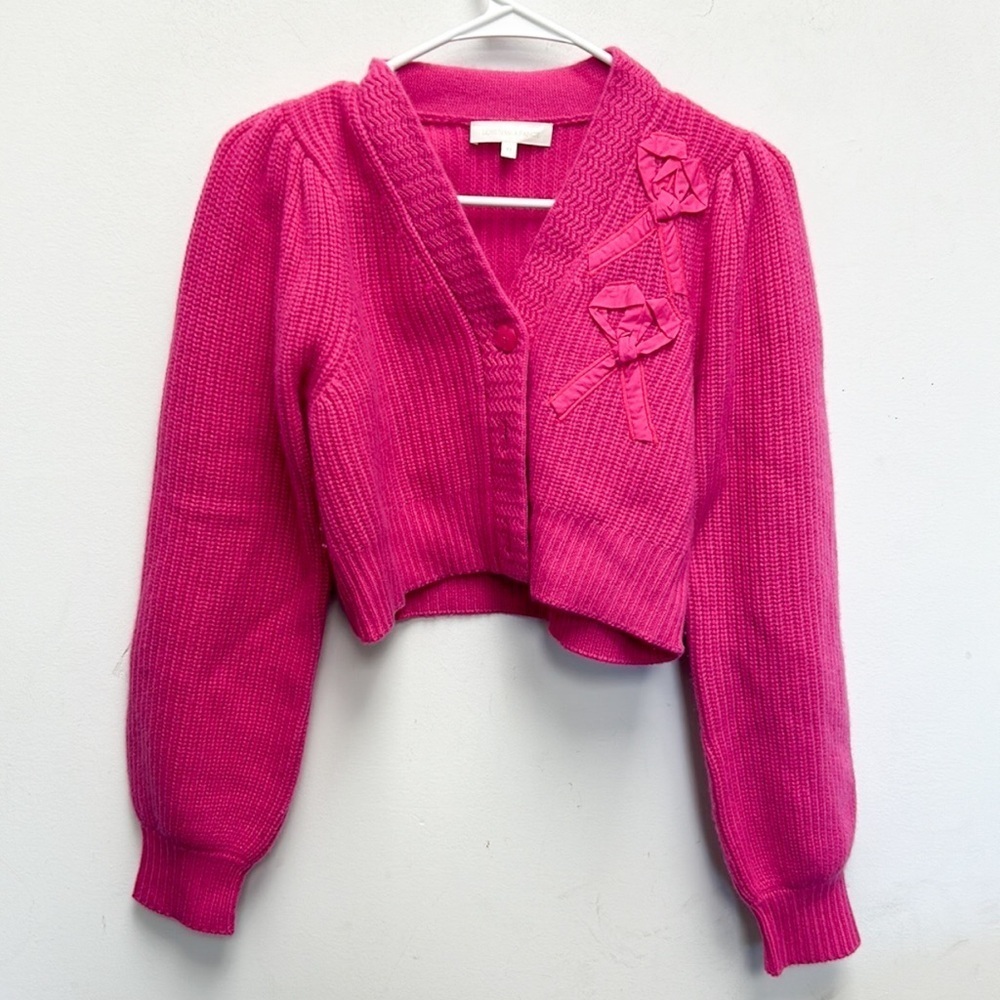 LoveShackFancy Avignon cashmere bow cardigan - Picture 3 of 8
